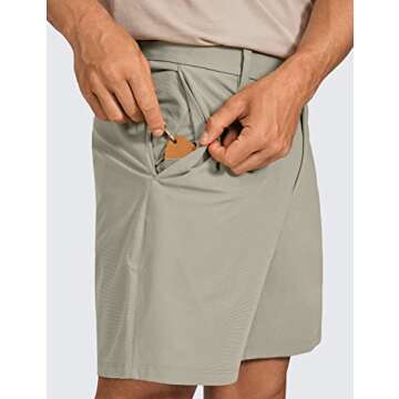 CRZ YOGA Men's All Day Comfy Golf Shorts - 7" Stretch Lightweight Flat Front for Casual Work with Pockets Khali Barley 34W x 7L