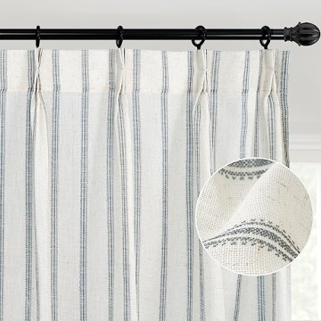 DriftAway Pinch Pleated Curtains 84 Inches Long 2 Panels 52 Inch Width Natural Linen Blended Light F...