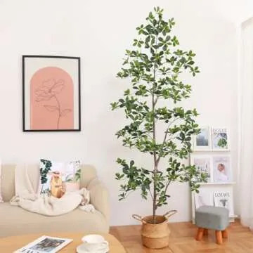 Hobyhoon 7ft Artificial Black Olive Tree, Faux Plants Indoor, Fake Black Olive Tree for Home Decor, Large Tall Tree - Indoor Decorative Plant & Potted Tree, 7 ft Faux Olive Tree for Home Office Décor