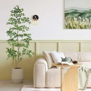 Hobyhoon 7ft Artificial Black Olive Tree, Faux Plants Indoor, Fake Black Olive Tree for Home Decor, Large Tall Tree - Indoor Decorative Plant & Potted Tree, 7 ft Faux Olive Tree for Home Office Décor