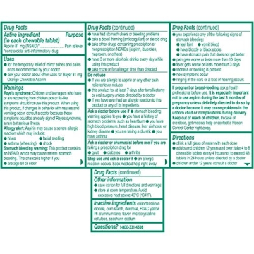 Bayer Children's Aspirin Chewable Low Dose Orange Tablets