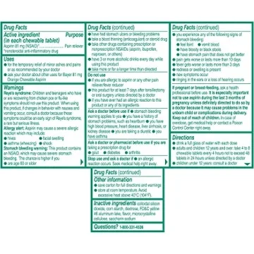 Bayer Children's Aspirin Chewable Low Dose Orange Tablets