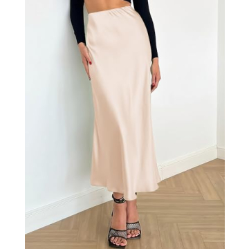 Stylish BTFBM Satin Midi Skirt for Women - Elegant & Comfortable