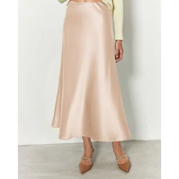 Stylish BTFBM Satin Midi Skirt for Women - Elegant & Comfortable