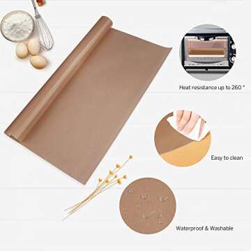 SS SHOVAN 3 PCS PTFE Teflon Sheets for Heat Press Transfers Sheet 16" x 16" Non Stick Reusable Heat Resistant Craft Baking Mat