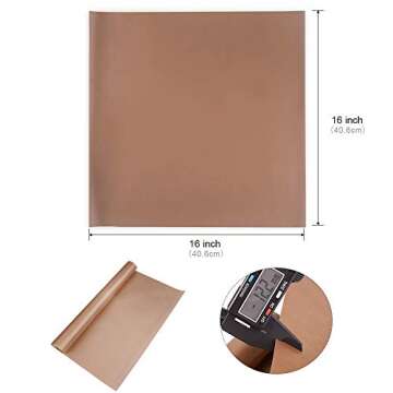 SS SHOVAN 3 PCS PTFE Teflon Sheets for Heat Press Transfers Sheet 16" x 16" Non Stick Reusable Heat Resistant Craft Baking Mat