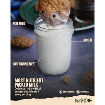 Nutrient Survival Vitamin Powdered Milk, Freeze Dried Prepper Supplies & Emergency Food Supply, 21 Essential Nutrients, Soy & Gluten Free, Shelf Stable Up to 25 Years, One Can, 60 Servings