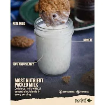 Nutrient Survival Vitamin Powdered Milk, Freeze Dried Prepper Supplies & Emergency Food Supply, 21 Essential Nutrients, Soy & Gluten Free, Shelf Stable Up to 25 Years, One Can, 60 Servings