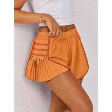 Caracilia Women Running Shorts Flowy Pleated Athletic Shorts Summer High Waisted Tennis Sporty Worko...