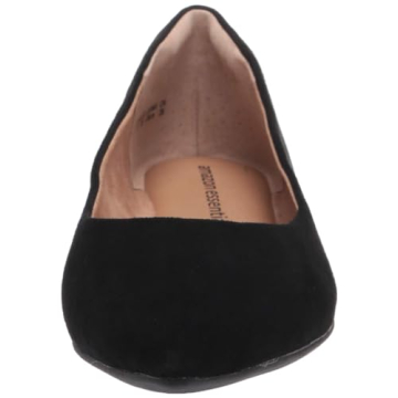Amazon Essentials Women's Pointed-Toe Ballet Flat Black Microsuede