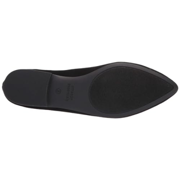 Amazon Essentials Women's Pointed-Toe Ballet Flat Black Microsuede