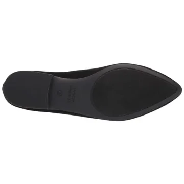 Amazon Essentials Women's Pointed-Toe Ballet Flat Black Microsuede