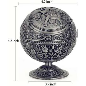 Vintage Portable Metal Ashtray with Lid