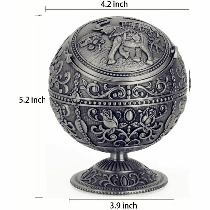 Vintage Portable Metal Ashtray with Lid