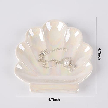 Ceramic Shell Trinket Dish Jewelry Organizer Home Decor