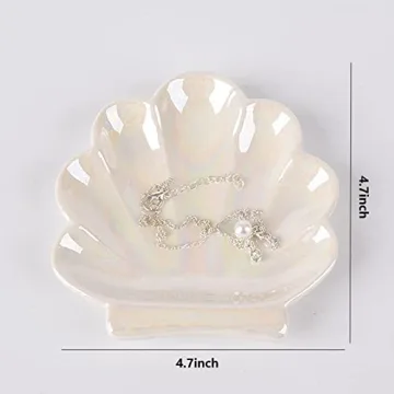 Ceramic Shell Trinket Dish Jewelry Organizer Home Decor