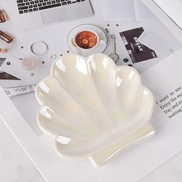 Ceramic Shell Trinket Dish Jewelry Organizer Home Decor