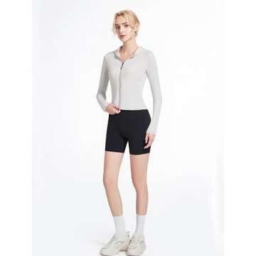 Abonlen Ribbed Hoodies for Women Lightweight Full Zip Up Jackets Long Sleeves Tops Fitted Cropped Sweatshirt(Grey,Small)