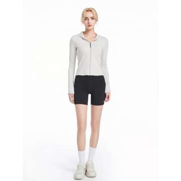 Abonlen Ribbed Hoodies for Women Lightweight Full Zip Up Jackets Long Sleeves Tops Fitted Cropped Sweatshirt(Grey,Small)