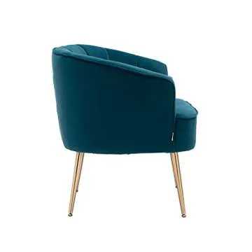 Homtique Modern Velvet Accent Chair Upholstered Armchair with Golden Metal Legs Cozy Reading Chair for Living Room Bedroom (Teal)