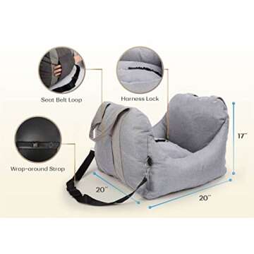 PET AWESOME Dog Car Seat, Puppy Booster Seat, Travel Carrier Bed for Small and Medium Pets