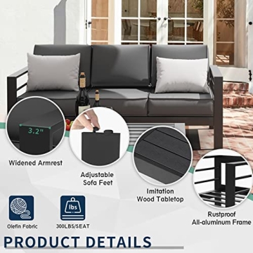 Amopatio Aluminum Patio Furniture Set with Covers