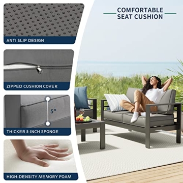 Amopatio Aluminum Patio Furniture Set with Covers