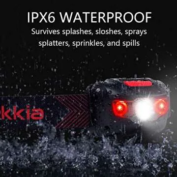 Vekkia Ultra Bright LED Headlamp-5 Lighting Modes,White & Red LEDs Head Lamp, Camping Accessories Gear. IPX6 Waterproof Headlight for Running,Cycling,Fishing,Hiking,Repairing. Batteries Included
