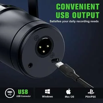 VeGue USB XLR Dynamic Microphone for Podcasting and Gaming