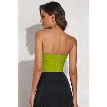 Women's Vintage Strapless Open Back Boned Mesh Bustier