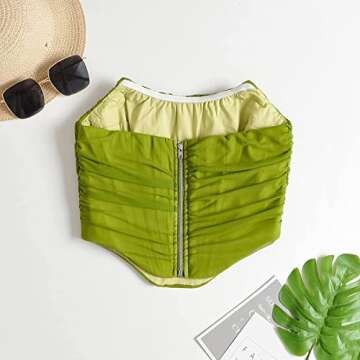 Women's Vintage Strapless Open Back Boned Mesh Bustier