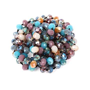 RIAH FASHION Hand Knotted Beads Endless Long Statement Necklace - Handmade Versatile Beaded Multi La...