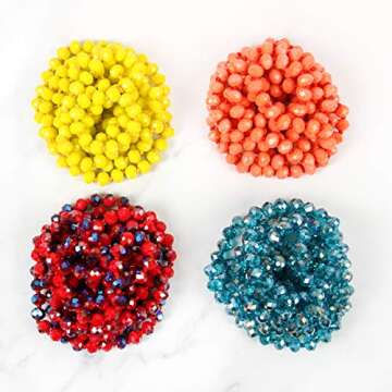 RIAH FASHION Hand Knotted Beads Endless Long Statement Necklace - Handmade Versatile Beaded Multi Layer Infinity Wrap 60" Sparkly Faceted Crystal Rondelle (Turquoise/Purple Multi Mix)