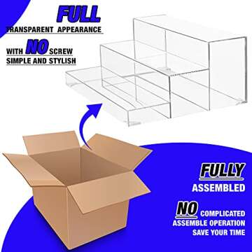 BARsics 3-Tiers Assembled Back Bar Bottle Rack Display, Clear Acrylic Stand Riser 15x6x12 inches