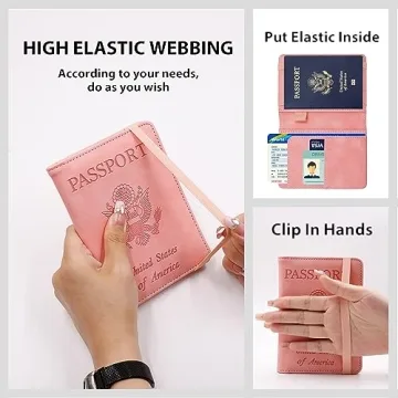 Melsbrinna Waterproof RFID Passport Holder Pink Secure Travel