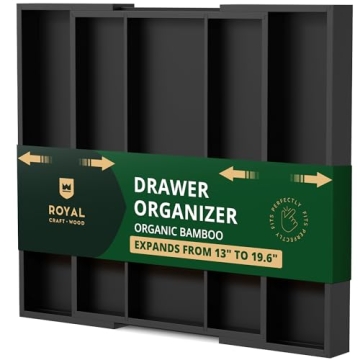ROYAL CRAFT WOOD Luxury Bamboo Kitchen Drawer Organizer - Silverware Organizer - Utensil Holder and ...