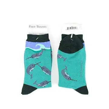 Foot Traffic Women's Novelty Animal Socks, Cute and Comfy Socks, Women's Shoe Sizes 4–11, Narwhal
