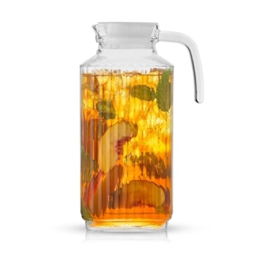 JoyJolt 60oz Glass Pitcher with 2 Lids for Hot and Cold Drinks