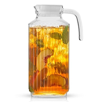JoyJolt 60oz Glass Pitcher with 2 Lids for Hot and Cold Drinks