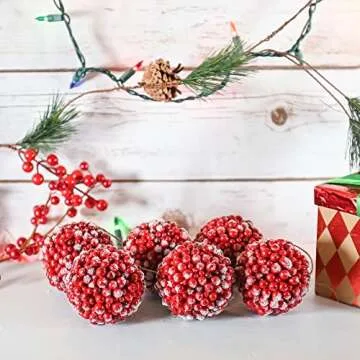 Ornativity Frosted Red Berries Ornaments Set of 12 - Perfect for Christmas