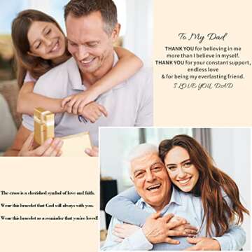 TAGOMEI Valentines Day Gifts for Dad Mens Bracelet Gifts, Cross Bracelet for Men Birthday Gifts for Dad from Daughter Son, Christian Gifts Handmade Tiger Eye Beaded Bracelets with Engraved Wallet Card