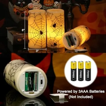 Halloween LED Flickering Candles - 3 Pcs