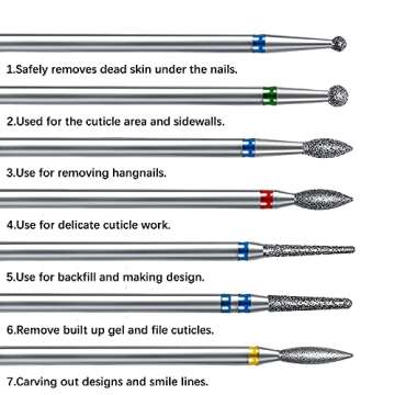 ERUIKA 14pcs Nail Drill Bits Set, Professional Rotary Burrs Diamond Cuticle Remover Bits Kit, 3/32" Electric Manicure Nail File Bit for Acrylic Gel Nails Cuticle Manicure