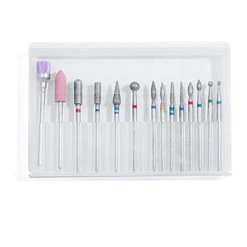 ERUIKA 14pcs Nail Drill Bits Set, Professional Rotary Burrs Diamond Cuticle Remover Bits Kit, 3/32" Electric Manicure Nail File Bit for Acrylic Gel Nails Cuticle Manicure