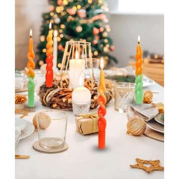 LPUSA Orange Spiral Taper Candles Conical Stick Candles Wax Unscented Dinner Candle Dripless for Home Decor, Relaxation All Occasions,7.6 inch,Set of 4(Orange)