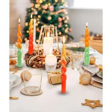 LPUSA Orange Spiral Taper Candles Conical Stick Candles Wax Unscented Dinner Candle Dripless for Home Decor, Relaxation All Occasions,7.6 inch,Set of 4(Orange)