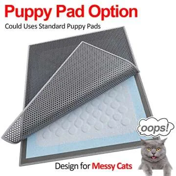 Waretary Large Cat Litter Mat: 36"x 30" Easy-Clean Honeycomb Double-Layer Scatter Control Carpet, Urine & Waterproof Kitty Cat Litter Box Trapping Mat(Grey)