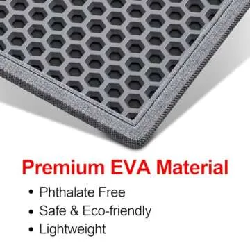 Waretary Large Cat Litter Mat: 36"x 30" Easy-Clean Honeycomb Double-Layer Scatter Control Carpet, Urine & Waterproof Kitty Cat Litter Box Trapping Mat(Grey)