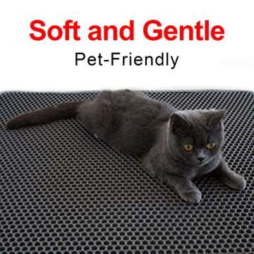 Waretary Large Cat Litter Mat: 36"x 30" Easy-Clean Honeycomb Double-Layer Scatter Control Carpet, Urine & Waterproof Kitty Cat Litter Box Trapping Mat(Grey)