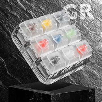 Griarrac Kailh Box Switch Tester Mechanical Keyboards Retooled Sampler 9-Key Switch Testing Tool, with Keycap Puller and 18 O Rings, Navy Jade White Red Black Brown Yellow Blue Orange Switches